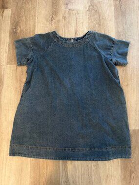 Anthropologie Porridge Denim Short Sleeve Swing Mini Dress Medium Petite
